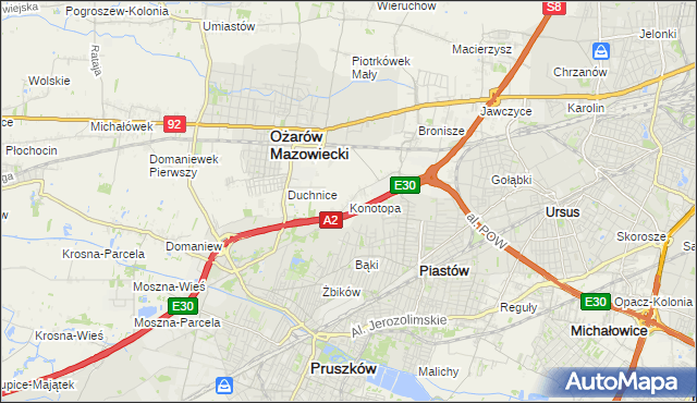 mapa Konotopa gmina Ożarów Mazowiecki, Konotopa gmina Ożarów Mazowiecki na mapie Targeo