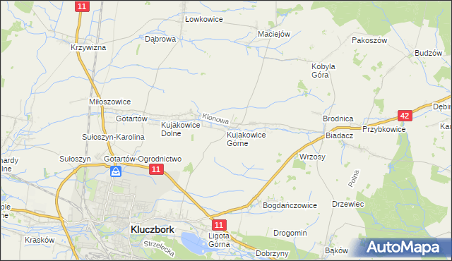 mapa Kujakowice Górne, Kujakowice Górne na mapie Targeo