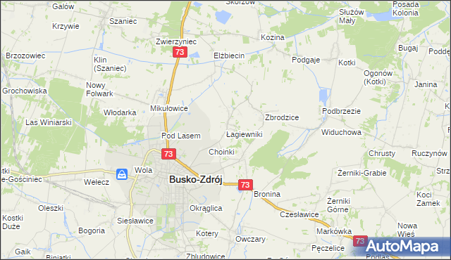 mapa Łagiewniki gmina Busko-Zdrój, Łagiewniki gmina Busko-Zdrój na mapie Targeo