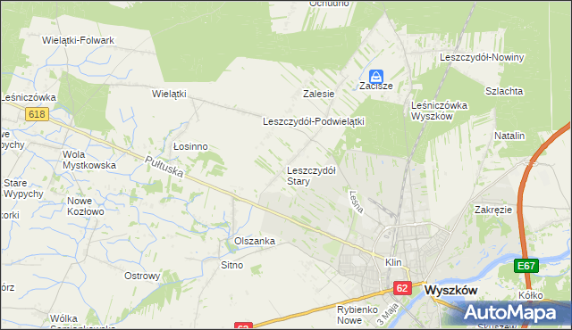 mapa Leszczydół Stary, Leszczydół Stary na mapie Targeo