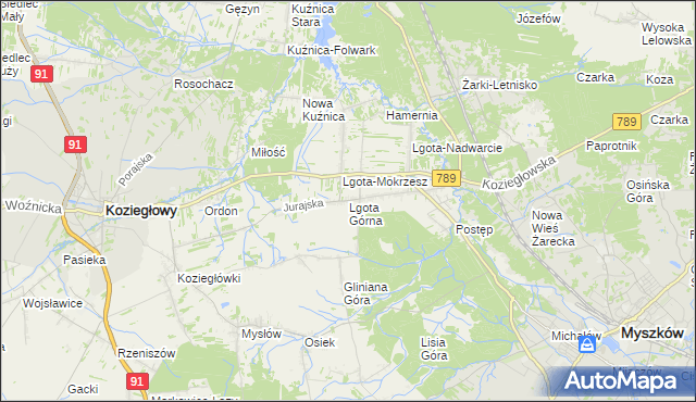 mapa Lgota Górna, Lgota Górna na mapie Targeo