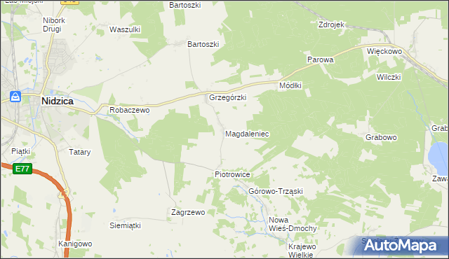 mapa Magdaleniec gmina Nidzica, Magdaleniec gmina Nidzica na mapie Targeo