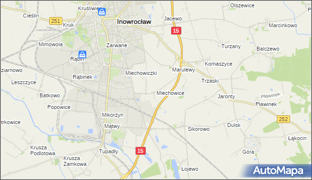 mapa Miechowice gmina Inowrocław, Miechowice gmina Inowrocław na mapie Targeo