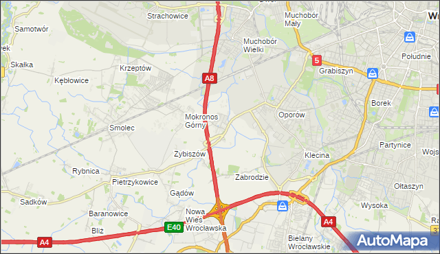 mapa Mokronos Dolny, Mokronos Dolny na mapie Targeo