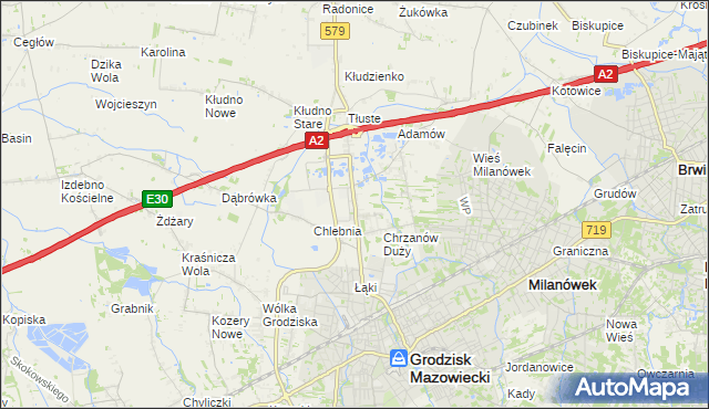 mapa Natolin gmina Grodzisk Mazowiecki, Natolin gmina Grodzisk Mazowiecki na mapie Targeo