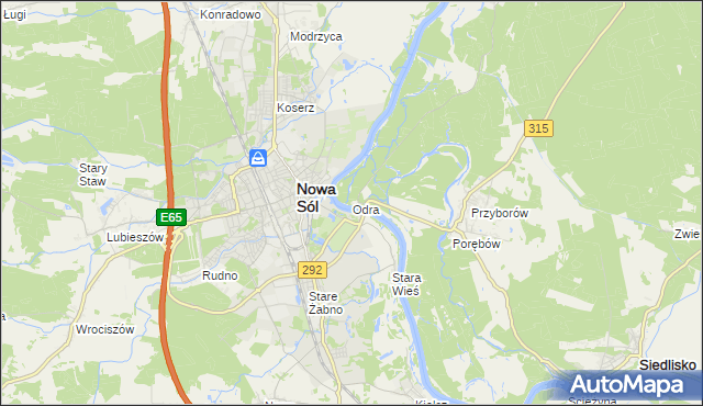 mapa Odra gmina Nowa Sól, Odra gmina Nowa Sól na mapie Targeo