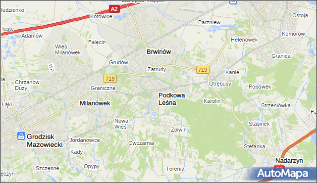 mapa Podkowa Leśna, Podkowa Leśna na mapie Targeo