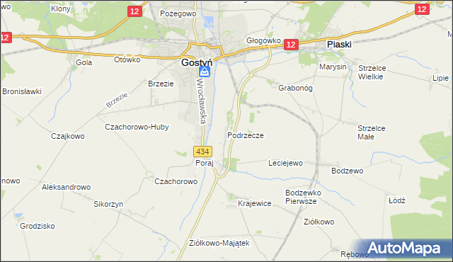 mapa Podrzecze gmina Piaski, Podrzecze gmina Piaski na mapie Targeo