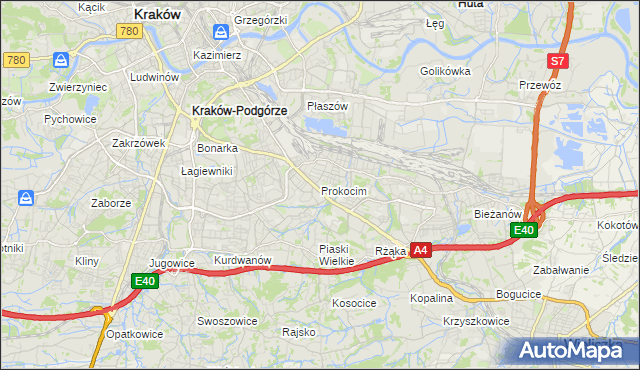 mapa Prokocim, Prokocim na mapie Targeo