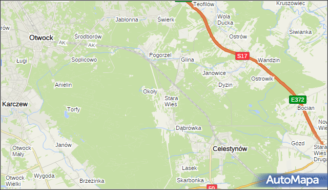 mapa Stara Wieś gmina Celestynów, Stara Wieś gmina Celestynów na mapie Targeo