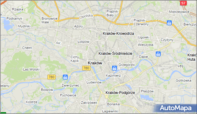 mapa Stare Miasto gmina Kraków, Stare Miasto gmina Kraków na mapie Targeo