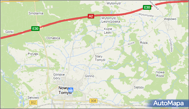 mapa Stary Tomyśl, Stary Tomyśl na mapie Targeo