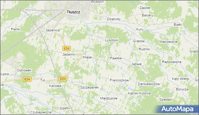 mapa Stasinów gmina Tłuszcz, Stasinów gmina Tłuszcz na mapie Targeo