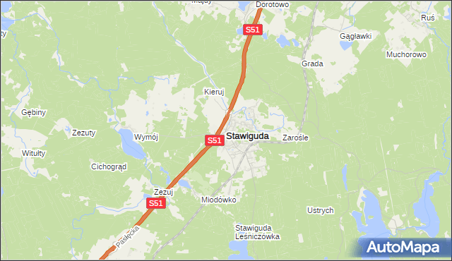 mapa Stawiguda, Stawiguda na mapie Targeo