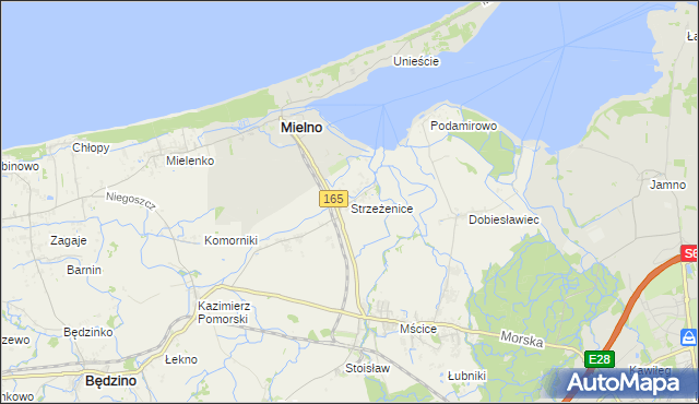 mapa Strzeżenice, Strzeżenice na mapie Targeo