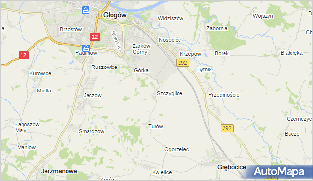 mapa Szczyglice gmina Głogów, Szczyglice gmina Głogów na mapie Targeo
