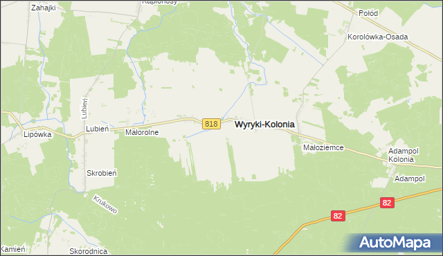 mapa Wyryki-Połód, Wyryki-Połód na mapie Targeo