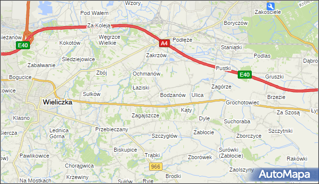 mapa Bodzanów gmina Biskupice, Bodzanów gmina Biskupice na mapie Targeo