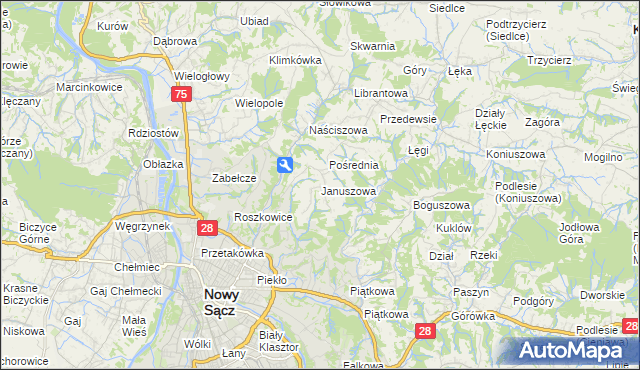 mapa Januszowa, Januszowa na mapie Targeo