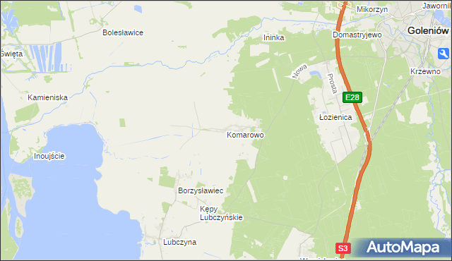 mapa Komarowo, Komarowo na mapie Targeo