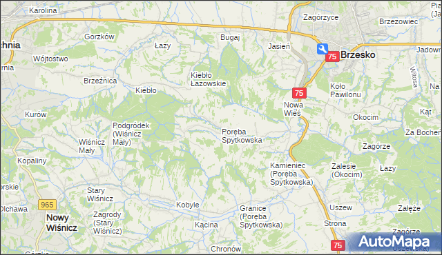 mapa Poręba Spytkowska, Poręba Spytkowska na mapie Targeo