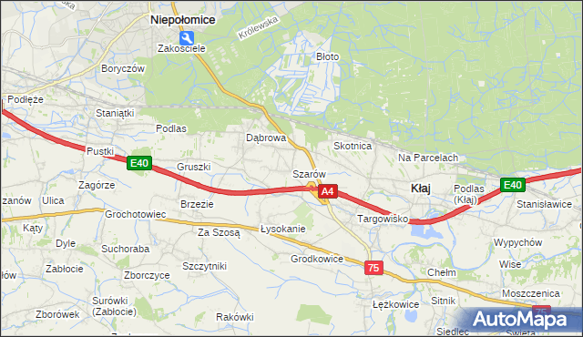 mapa Szarów gmina Kłaj, Szarów gmina Kłaj na mapie Targeo