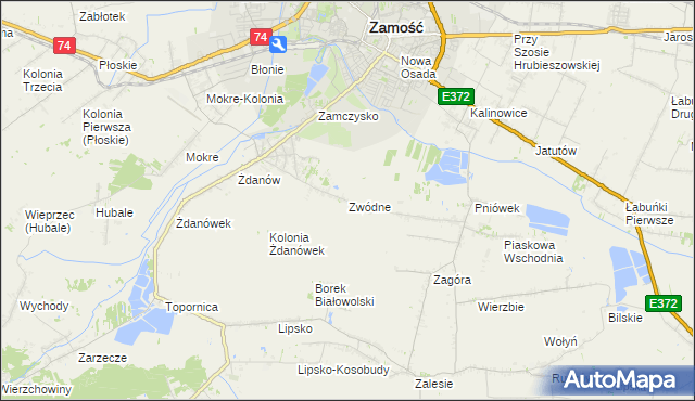 mapa Zwódne, Zwódne na mapie Targeo