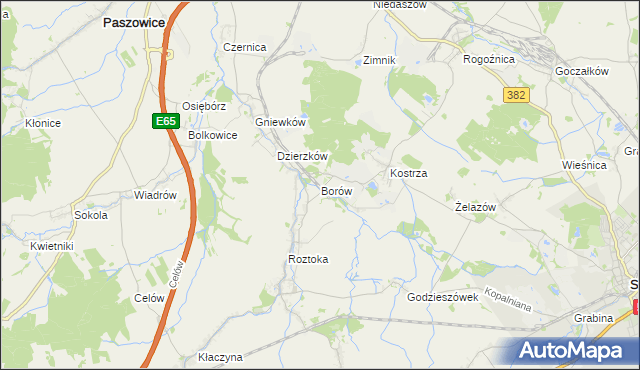 mapa Borów gmina Dobromierz, Borów gmina Dobromierz na mapie Targeo