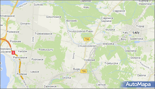 mapa Chruszczobród, Chruszczobród na mapie Targeo