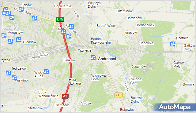 mapa Andrespol, Andrespol na mapie Targeo