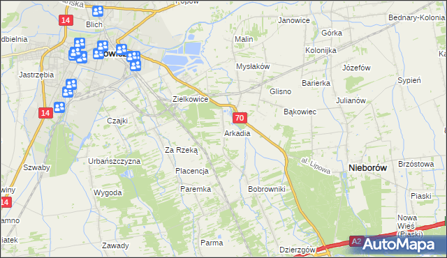 mapa Arkadia, Arkadia na mapie Targeo