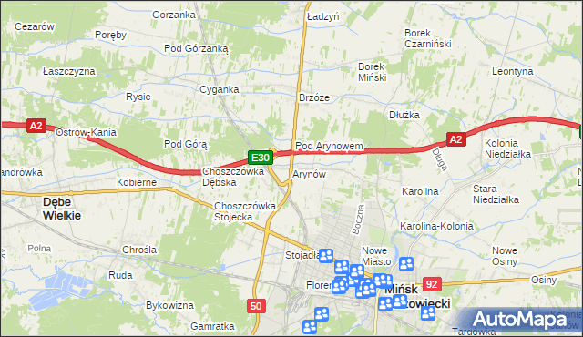 mapa Arynów, Arynów na mapie Targeo
