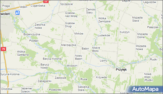 mapa Babin gmina Przyłęk, Babin gmina Przyłęk na mapie Targeo