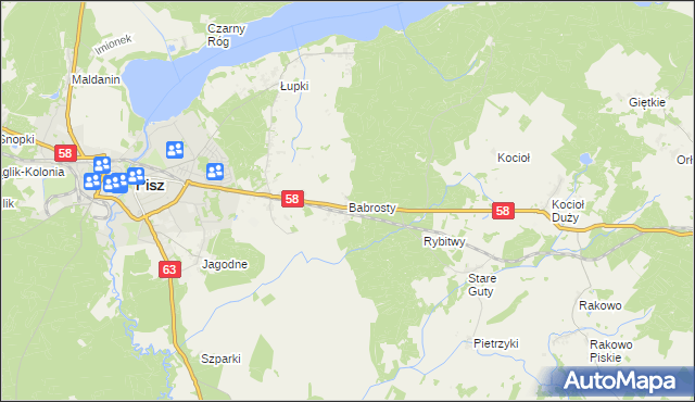 mapa Babrosty, Babrosty na mapie Targeo