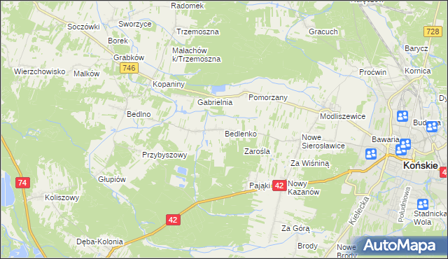 mapa Bedlenko, Bedlenko na mapie Targeo