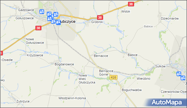 mapa Bernacice, Bernacice na mapie Targeo