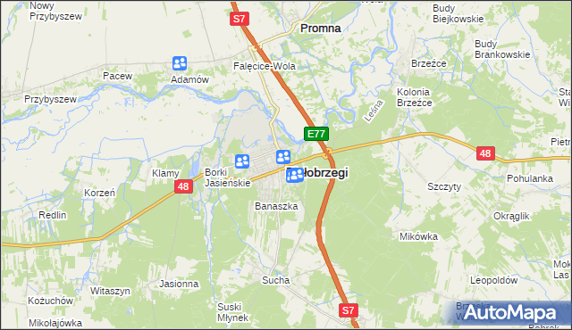 mapa Białobrzegi, Białobrzegi na mapie Targeo