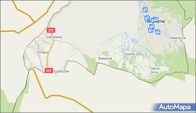 mapa Białopole gmina Bogatynia, Białopole gmina Bogatynia na mapie Targeo