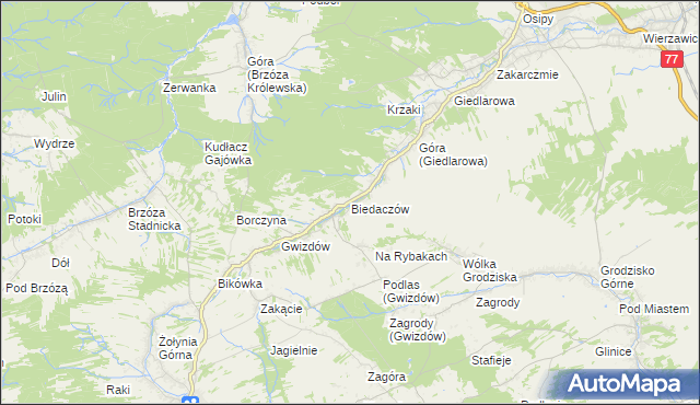 mapa Biedaczów, Biedaczów na mapie Targeo
