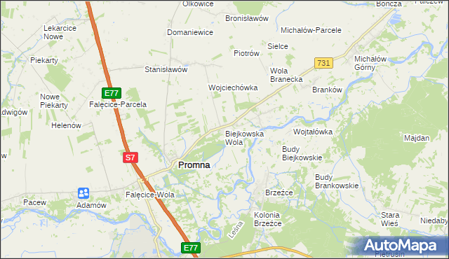 mapa Biejkowska Wola, Biejkowska Wola na mapie Targeo