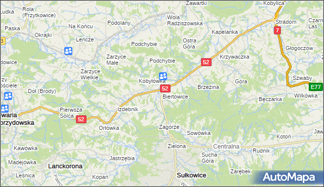 mapa Biertowice, Biertowice na mapie Targeo