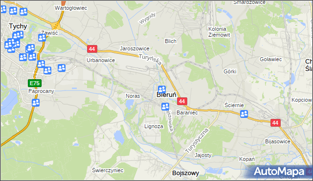 mapa Bieruń, Bieruń na mapie Targeo