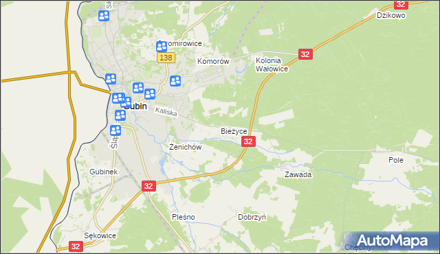 mapa Bieżyce, Bieżyce na mapie Targeo