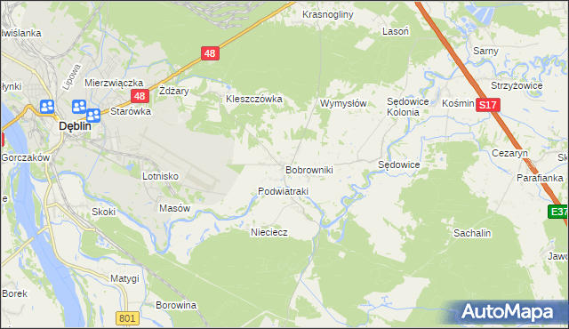 mapa Bobrowniki gmina Ryki, Bobrowniki gmina Ryki na mapie Targeo