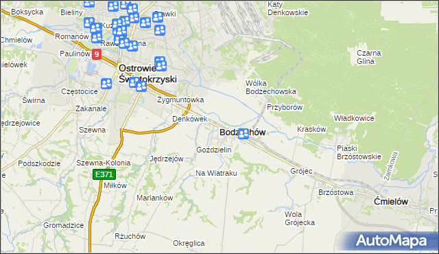 mapa Bodzechów, Bodzechów na mapie Targeo