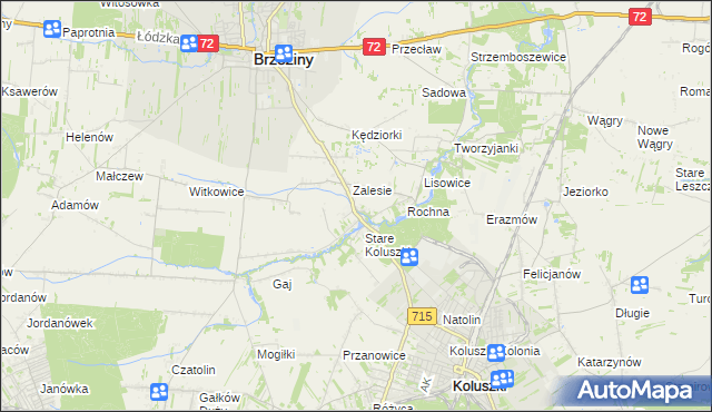 mapa Bogdanka gmina Brzeziny, Bogdanka gmina Brzeziny na mapie Targeo