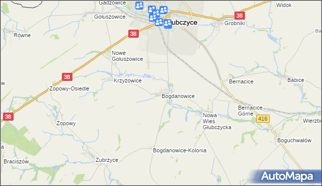 mapa Bogdanowice, Bogdanowice na mapie Targeo