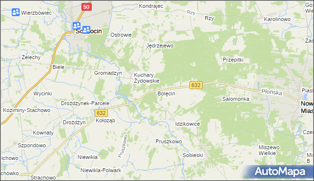 mapa Bolęcin gmina Sochocin, Bolęcin gmina Sochocin na mapie Targeo