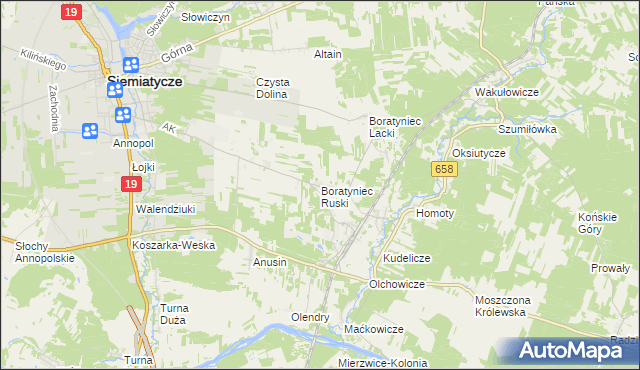 mapa Boratyniec Ruski, Boratyniec Ruski na mapie Targeo