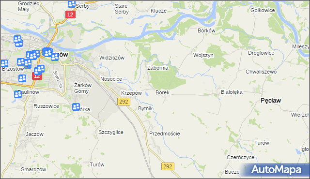 mapa Borek gmina Głogów, Borek gmina Głogów na mapie Targeo